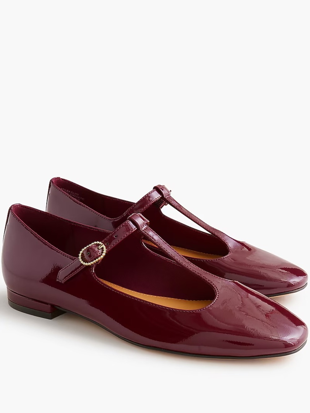 J. Crew Factory Burgundy Patent T-Strap Flats